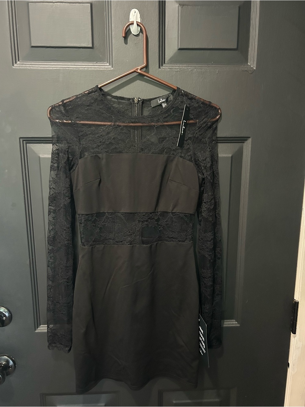Lulu's Black Lace Long Sleeve Cocktail Dress